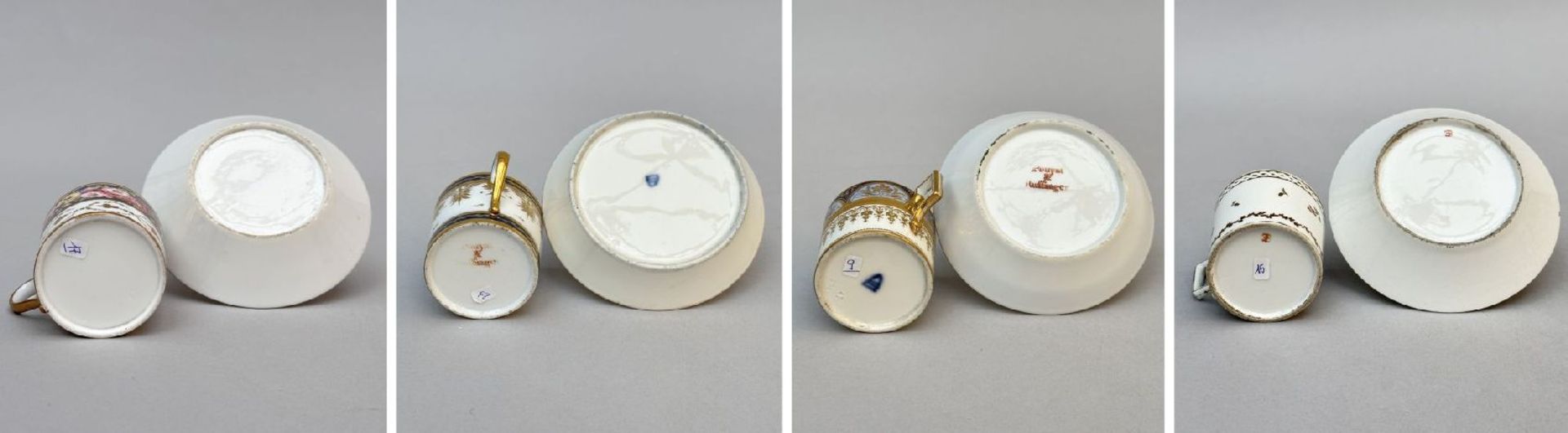 Lot: 4 bags and saucers in Empire porcelain, including two by Pouyat et Russinger (*) - Image 2 of 6