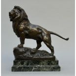 Jules Edmond Masson: bronze statue on marble base 'lion'