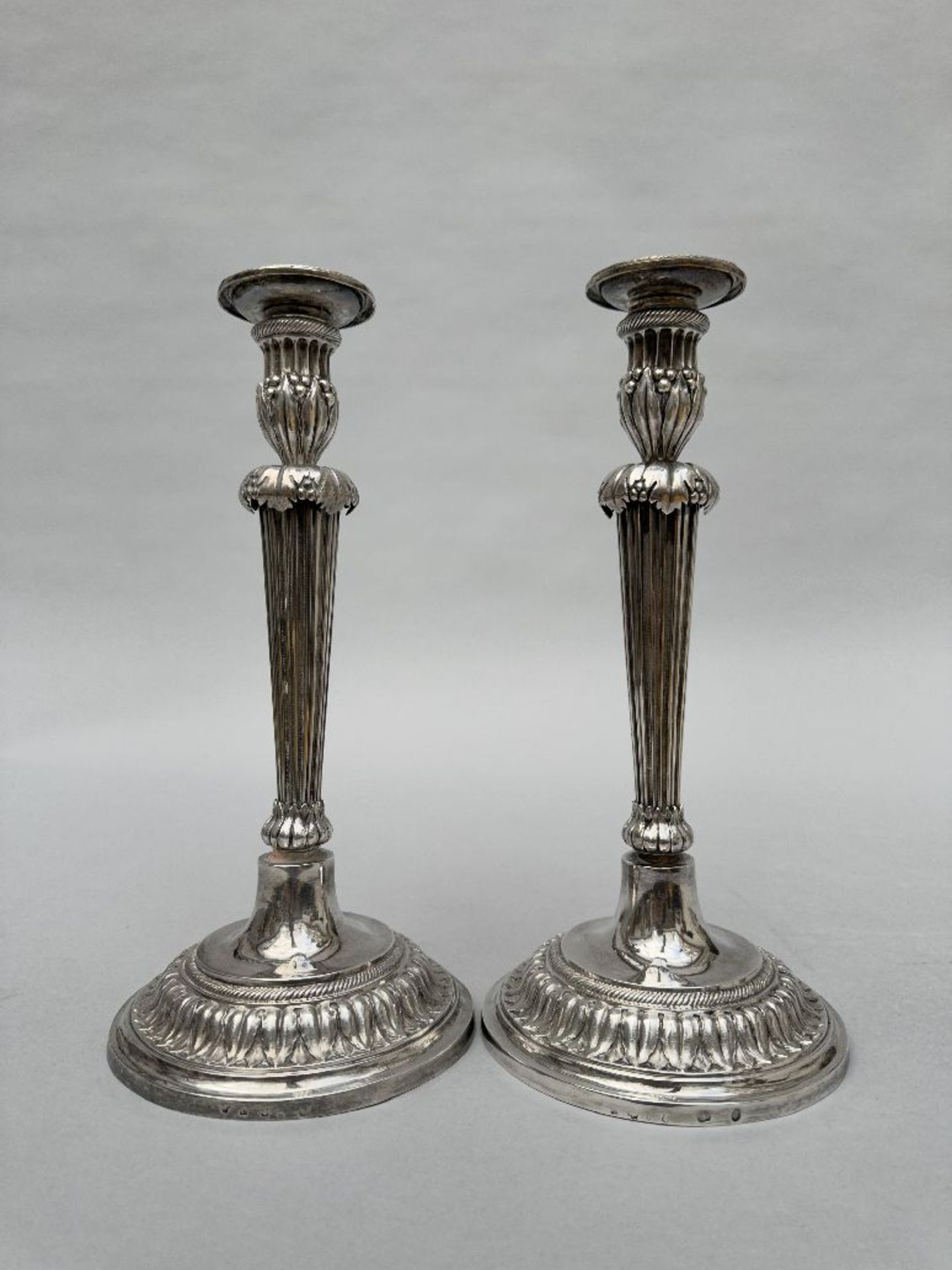 A pair of silver Louis XVI candlesticks by Joannes Baptiste, Ghent 1781 - Image 3 of 8
