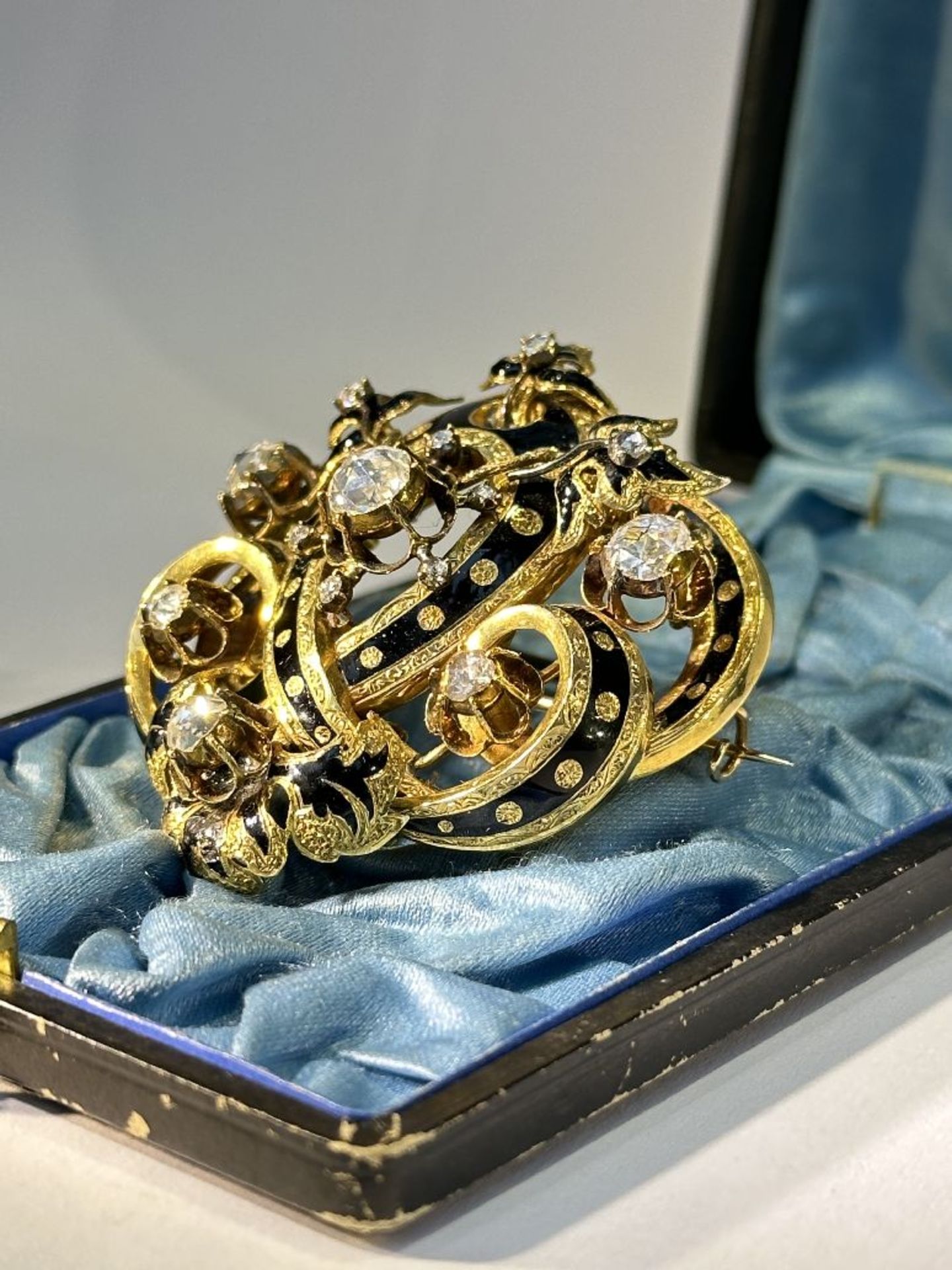 Louis-Philippe brooch set with diamonds and email, 19th century - Bild 5 aus 9