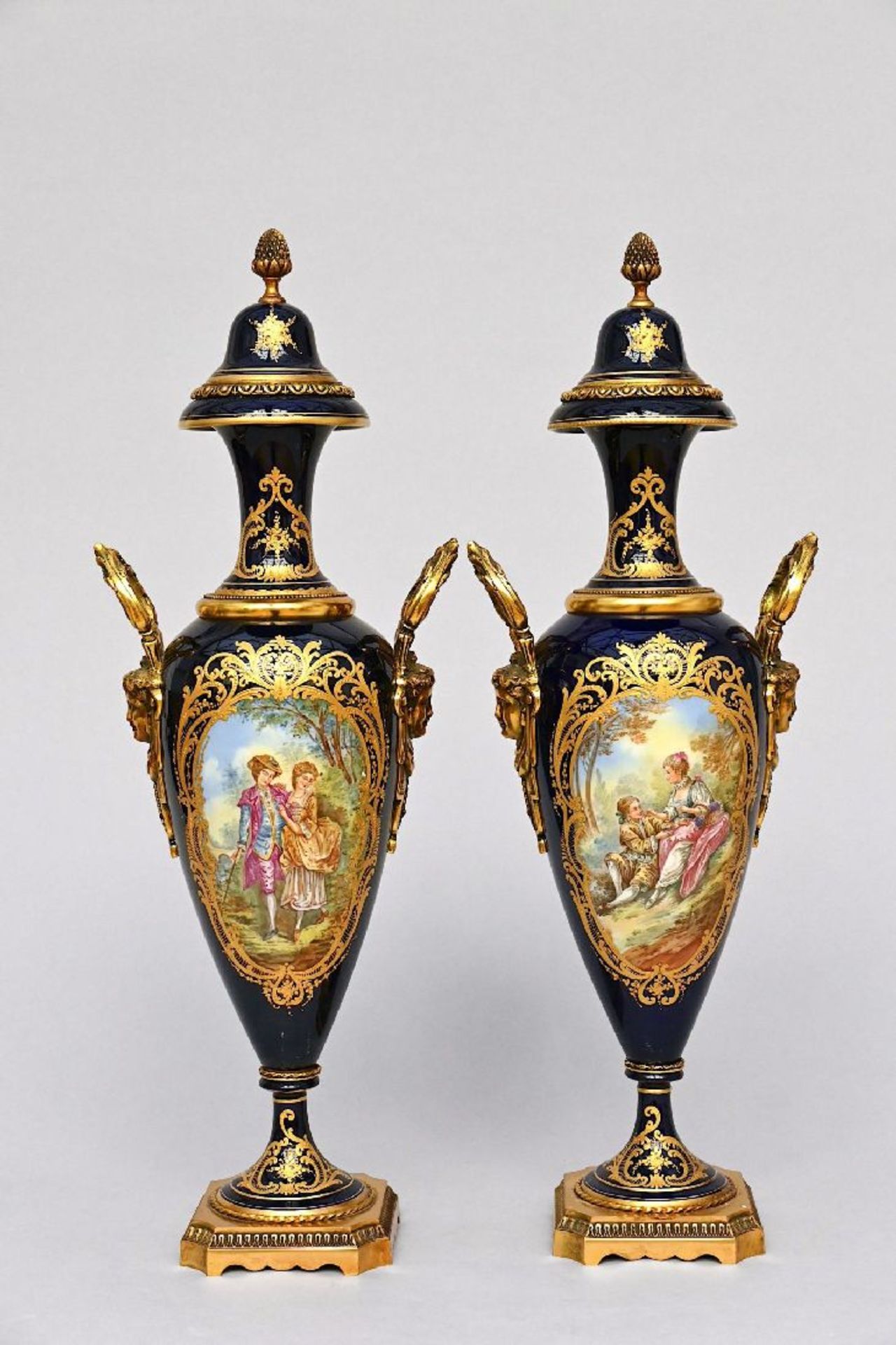 Pair of Sèvres style porcelain vases