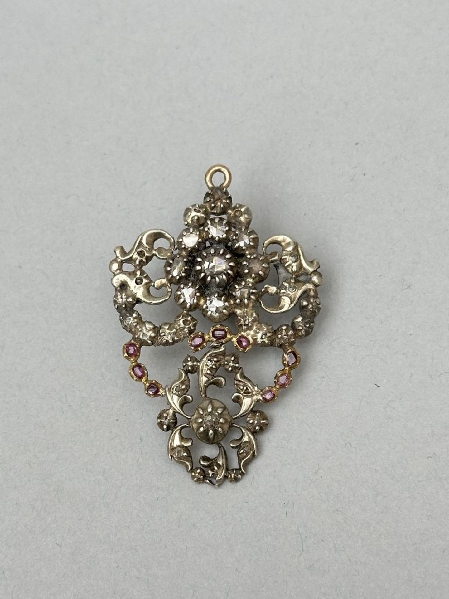 Flemish jewelry: flower brooch and pendant - Image 4 of 5