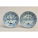 Pair of Chinese porcelain plates 'elegant ladies', Kangxi period (*)