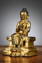 Gilt bronze statue 'Buddha Maitreya'