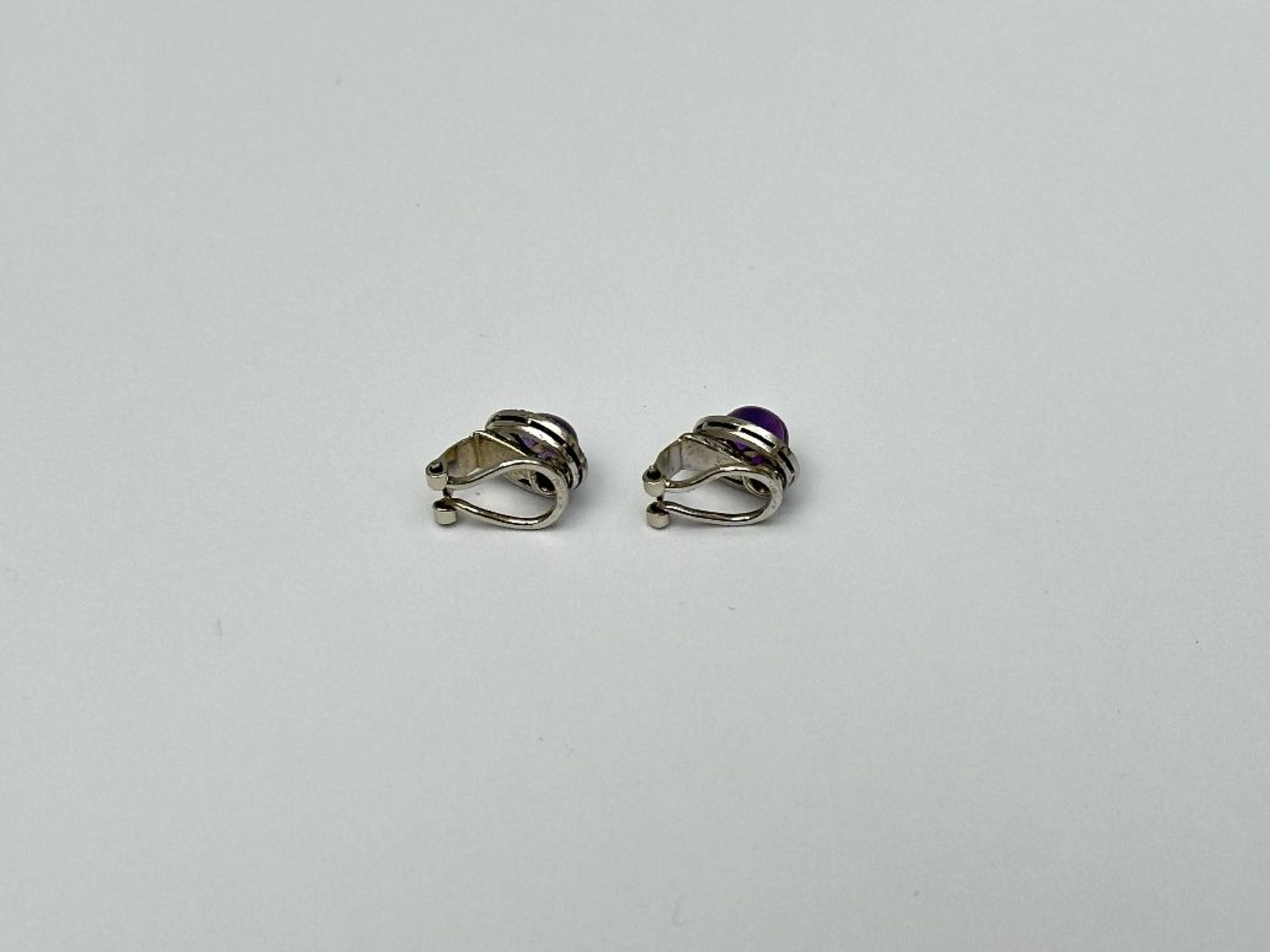 A pair of earrings (clips) with amethyst - Image 5 of 5