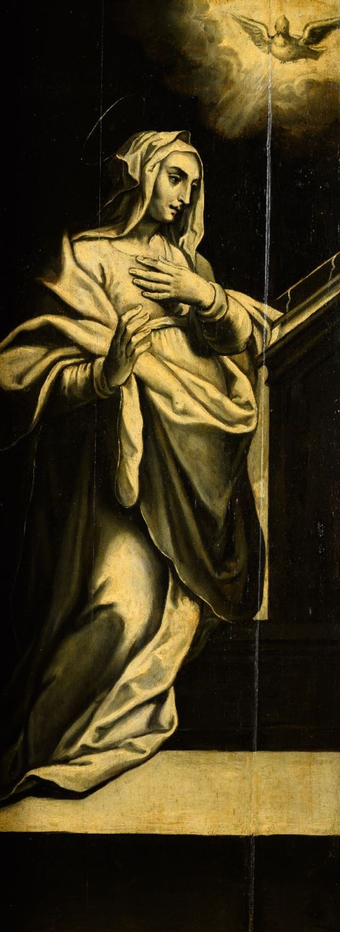 Side panel of a triptych 'Nativity and grisaille', 17th century - Image 5 of 9