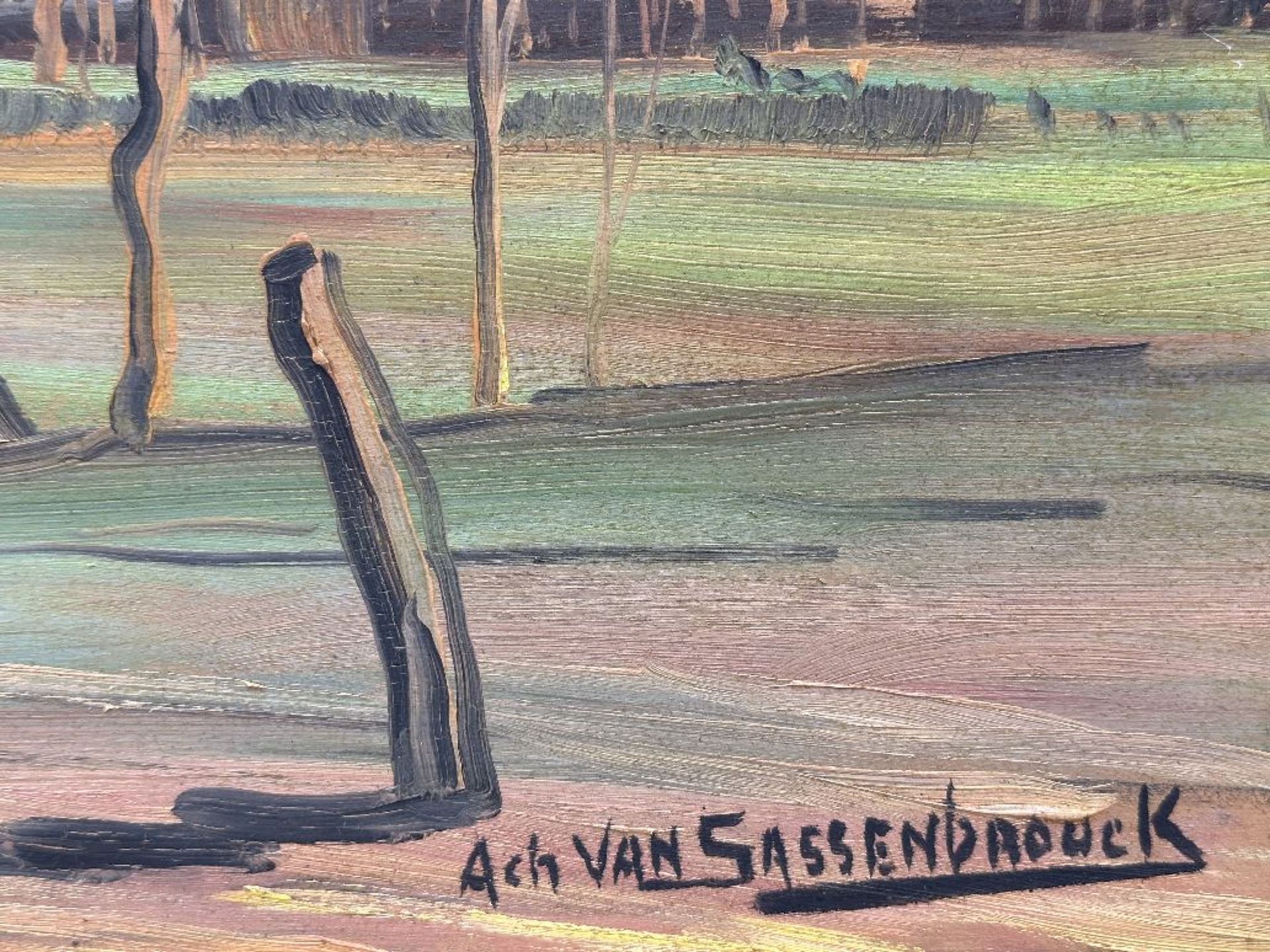 Achille Van Sassenbrouck: painting (o/p) 'landscape' - Image 3 of 5