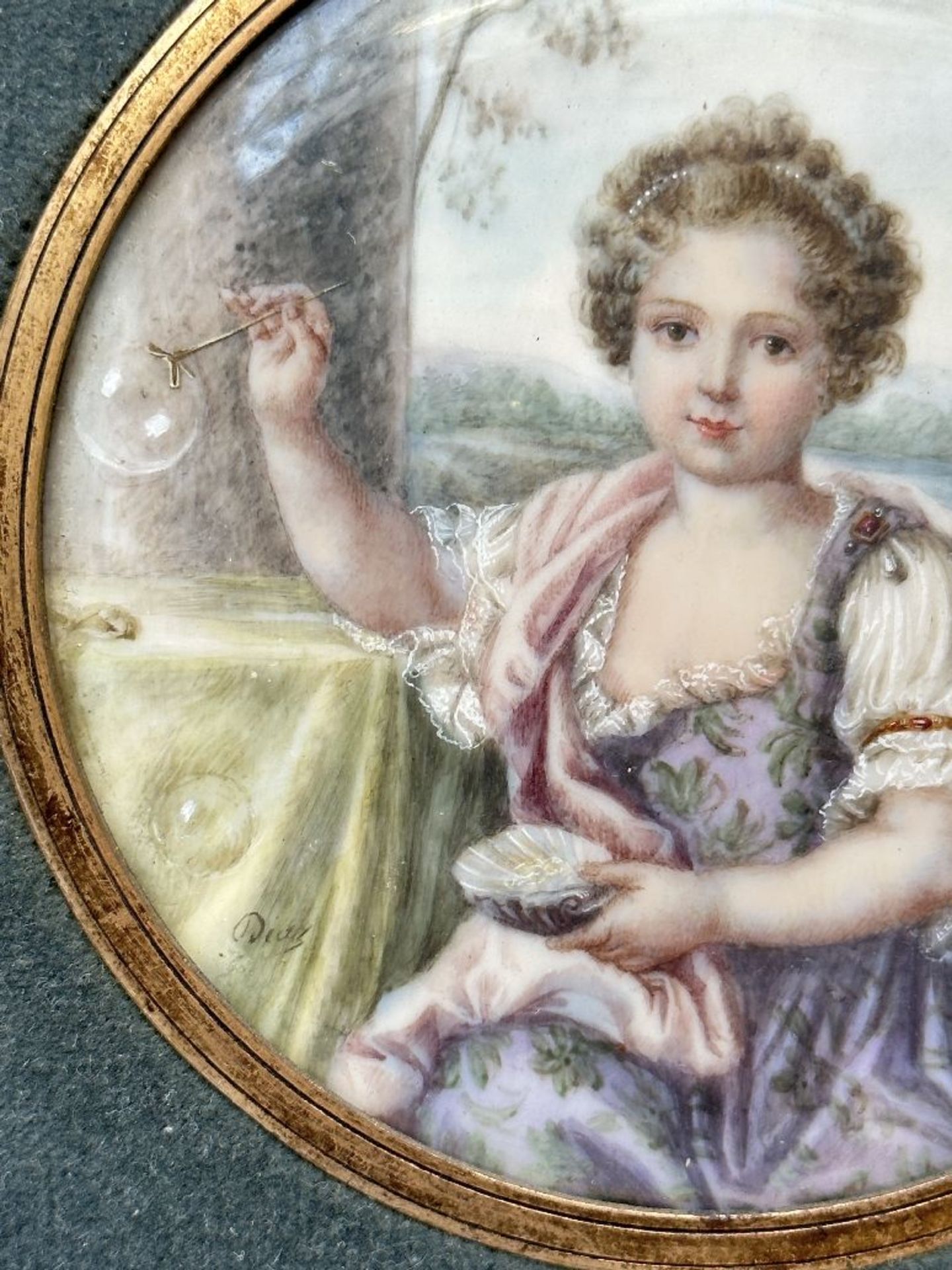 Tomas Diaz Valdes: miniature 'portrait of a child with soap bubble' - Image 3 of 4