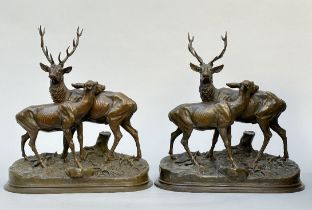 Alfred Dubucand: two bronze statues of 'deer'
