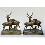 Alfred Dubucand: two bronze statues of 'deer'