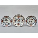 Collection of Imari porcelain: two deep dishes and a plate, 18th century