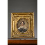 Ferdinand Machera (1835): miniature 'lady's portrait' with gilded wooden frame