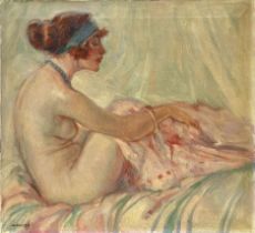 Charles Bisschops: painting (o/c) 'female nude'