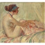 Charles Bisschops: painting (o/c) 'female nude'