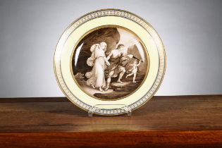 A plate in Berlin porcelain with grisaille décoration 'mythological scene', 19th century