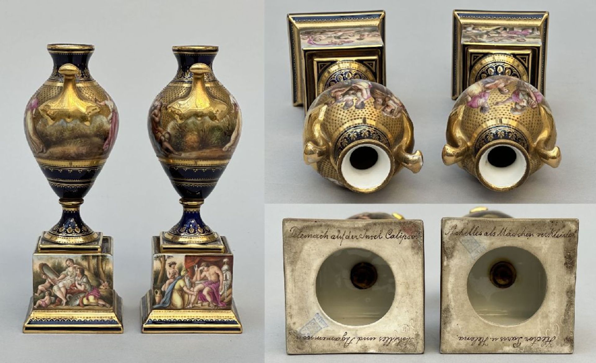 Collection of porcelain: a pair of Royal Vienna vases, two porcelain sculptures and a decorative vas - Image 2 of 7