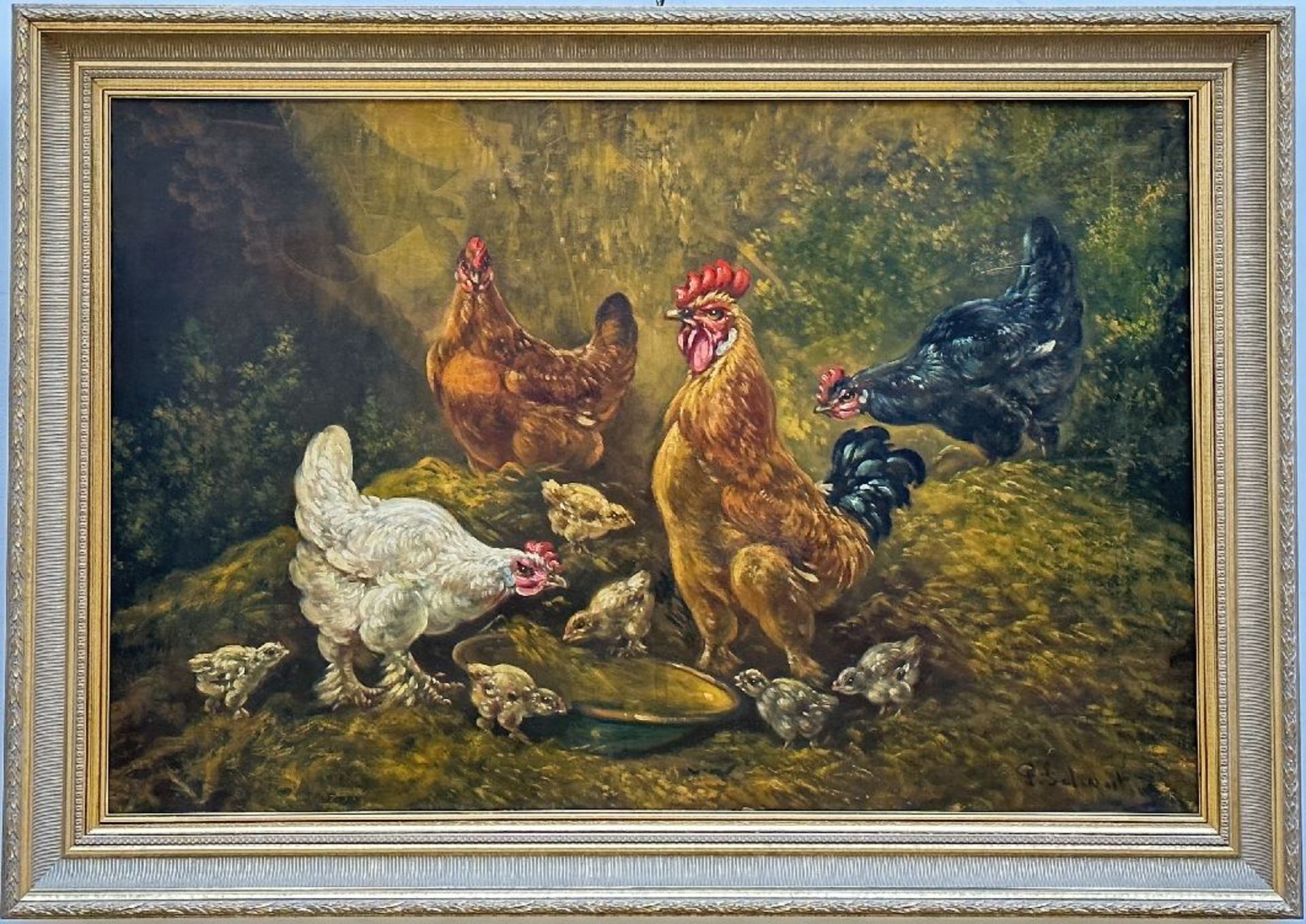 Paul Schouten: painting (o/c) 'chicken' (*) - Image 2 of 5