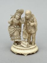 Statue 'harlequin and girl in elegant clothes', late 19th century (*)