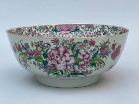 A large Chinese famille rose punch bowl 'flowers', 18th century