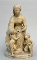 Alabaster sculpture 'Madonna with Child and John the Baptist' (*)