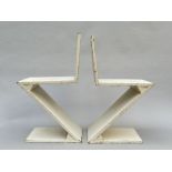 Gerrit Rietveld (copy after): two zig-zag chairs