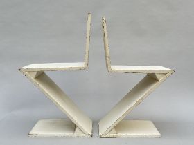 Gerrit Rietveld (copy after): two zig-zag chairs