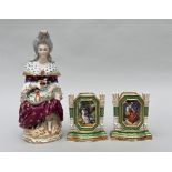 Lot: a porcelain samovar 'lady with dog' and a pair of Vieux Paris vases by Jacob Petit