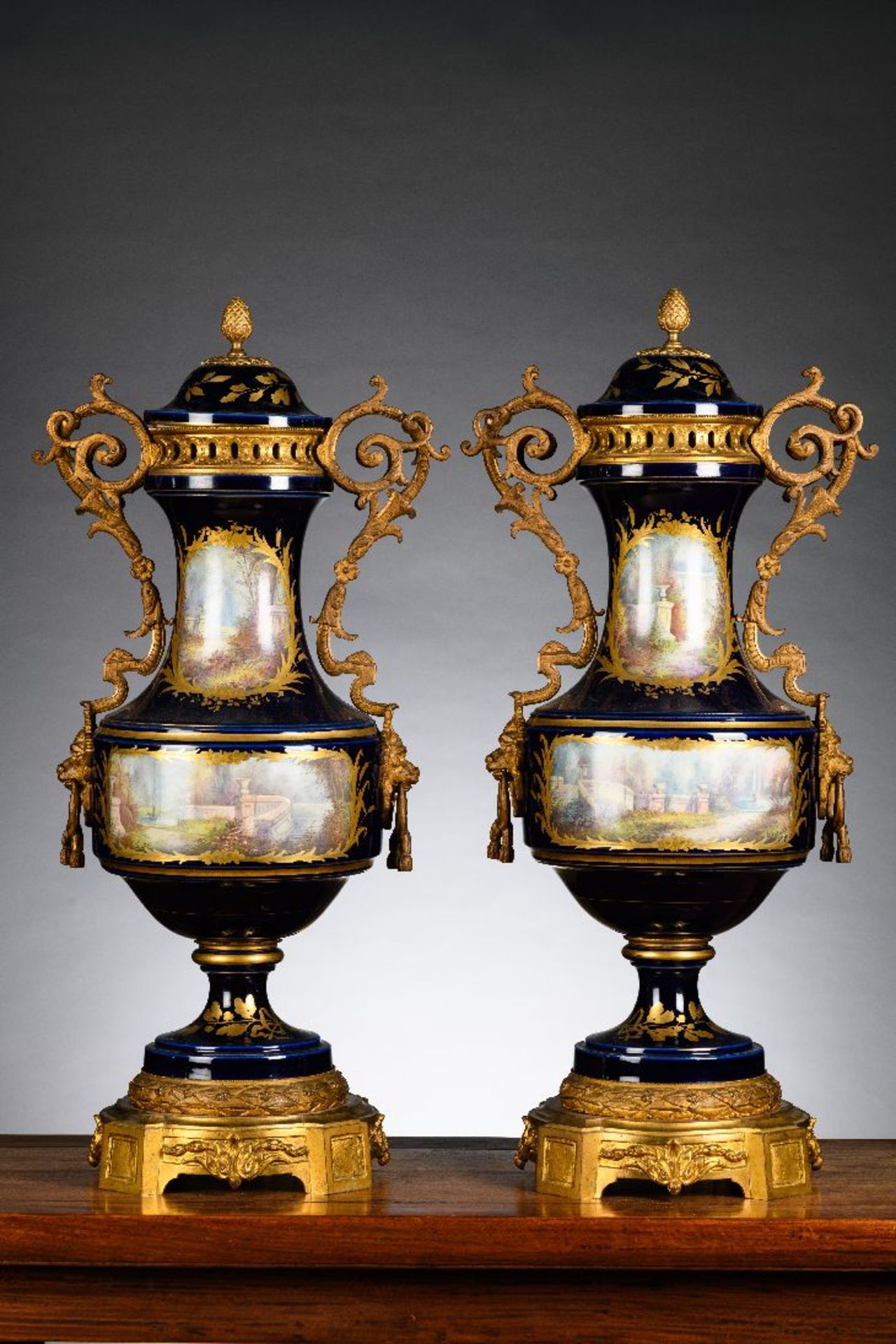 A pair of Sèvres porcelain vases with gilt bronze mounts, 19th century (*) - Image 3 of 9