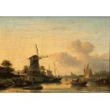 Andreas Schelfhout: painting (o/p) 'river with mill'