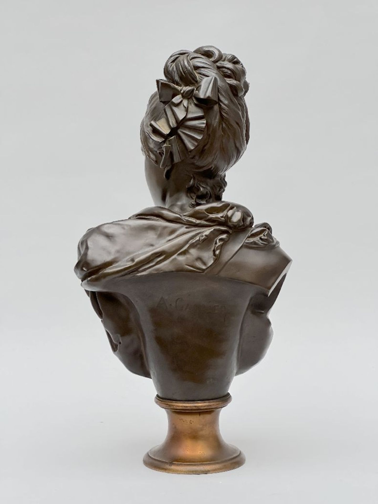 Auguste Joseph Carrier: bust in bronze 'young lady with flowers' - Image 4 of 5