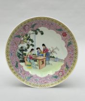 Chinese famille rose dish 'elegant ladies'