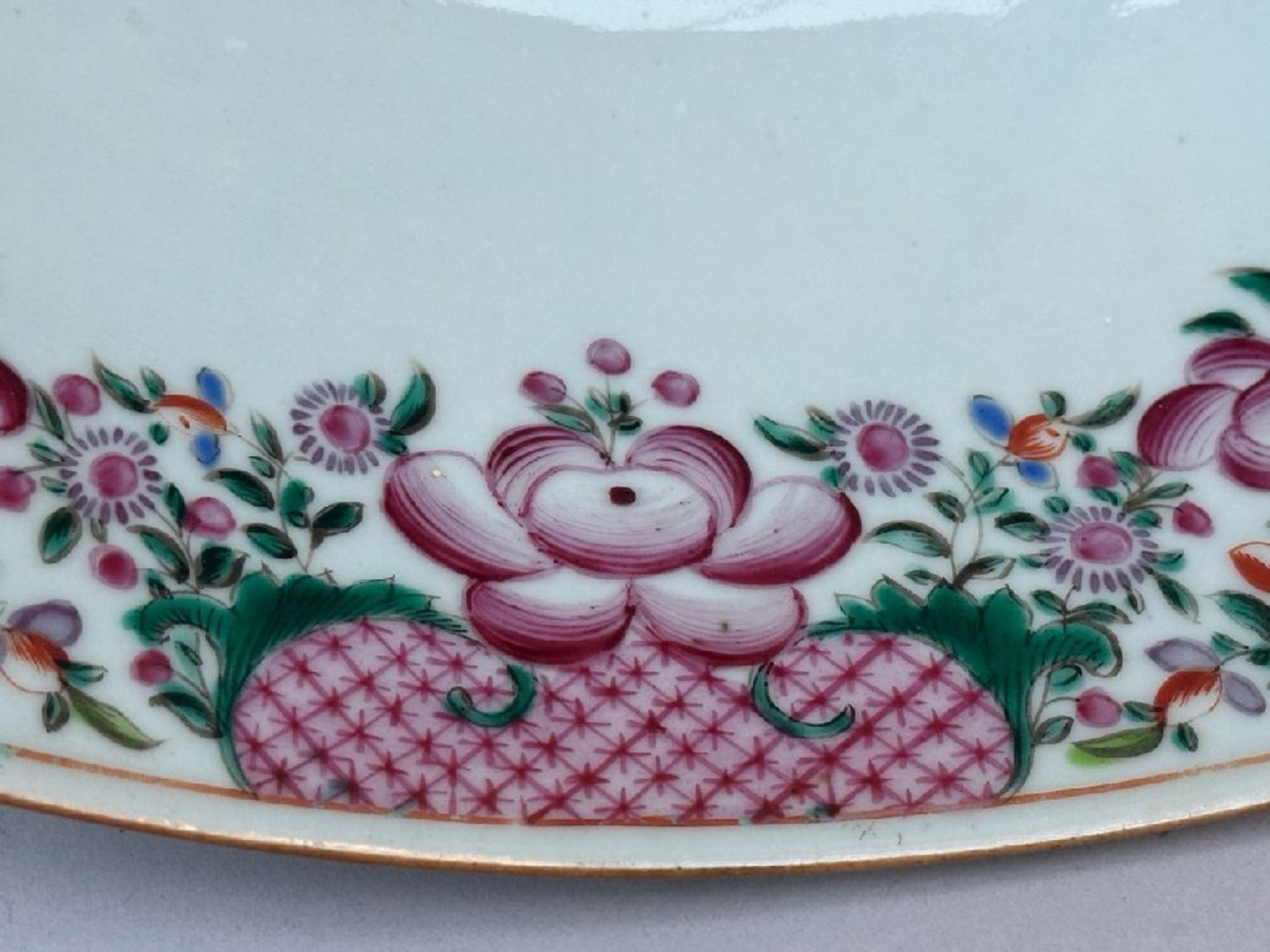 A large Chinese famille rose punch bowl 'flowers', 18th century - Image 7 of 8