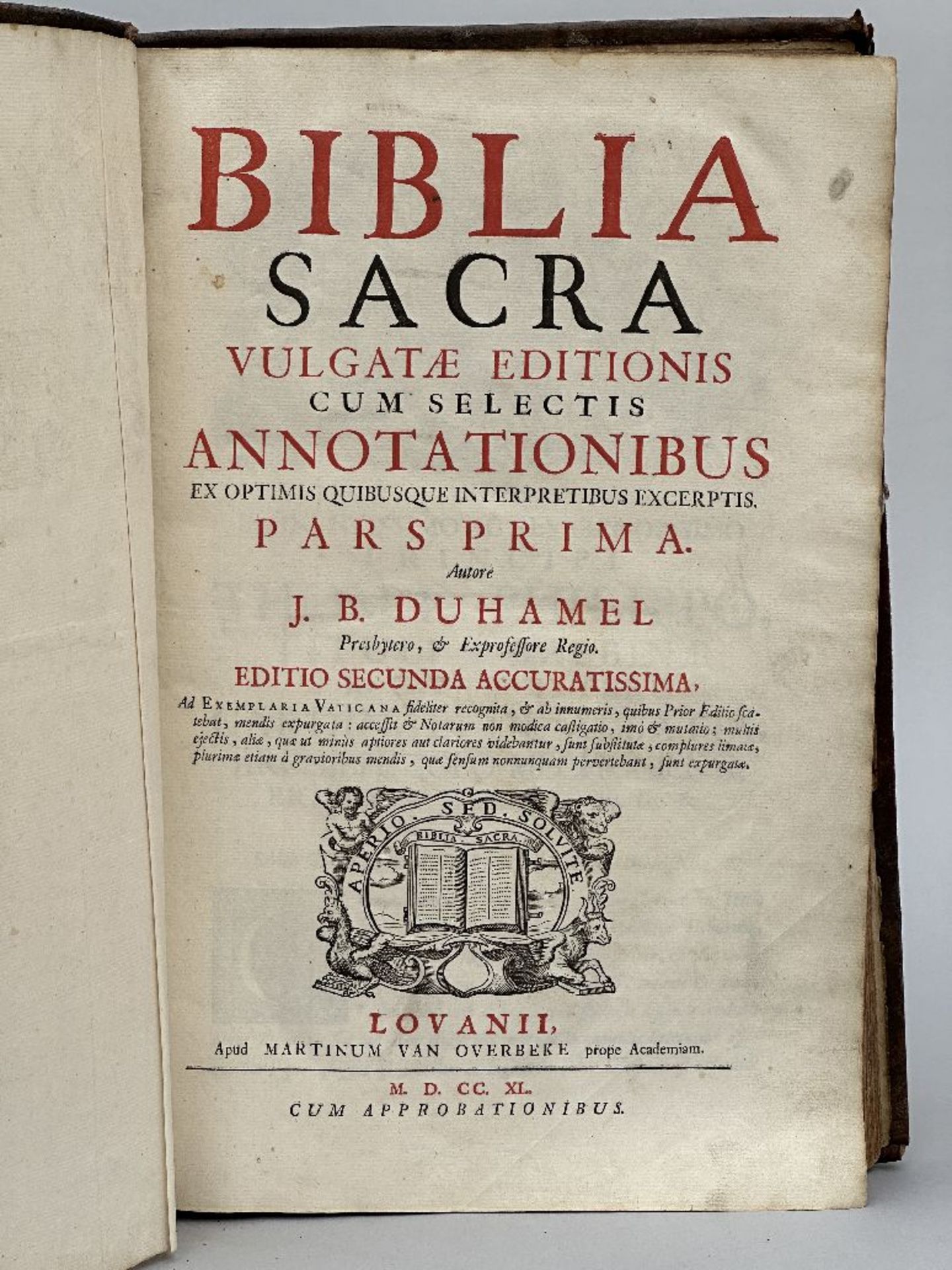 Jean Baptiste Duhamel: 'Bible' with engravings (Louvain 1740)