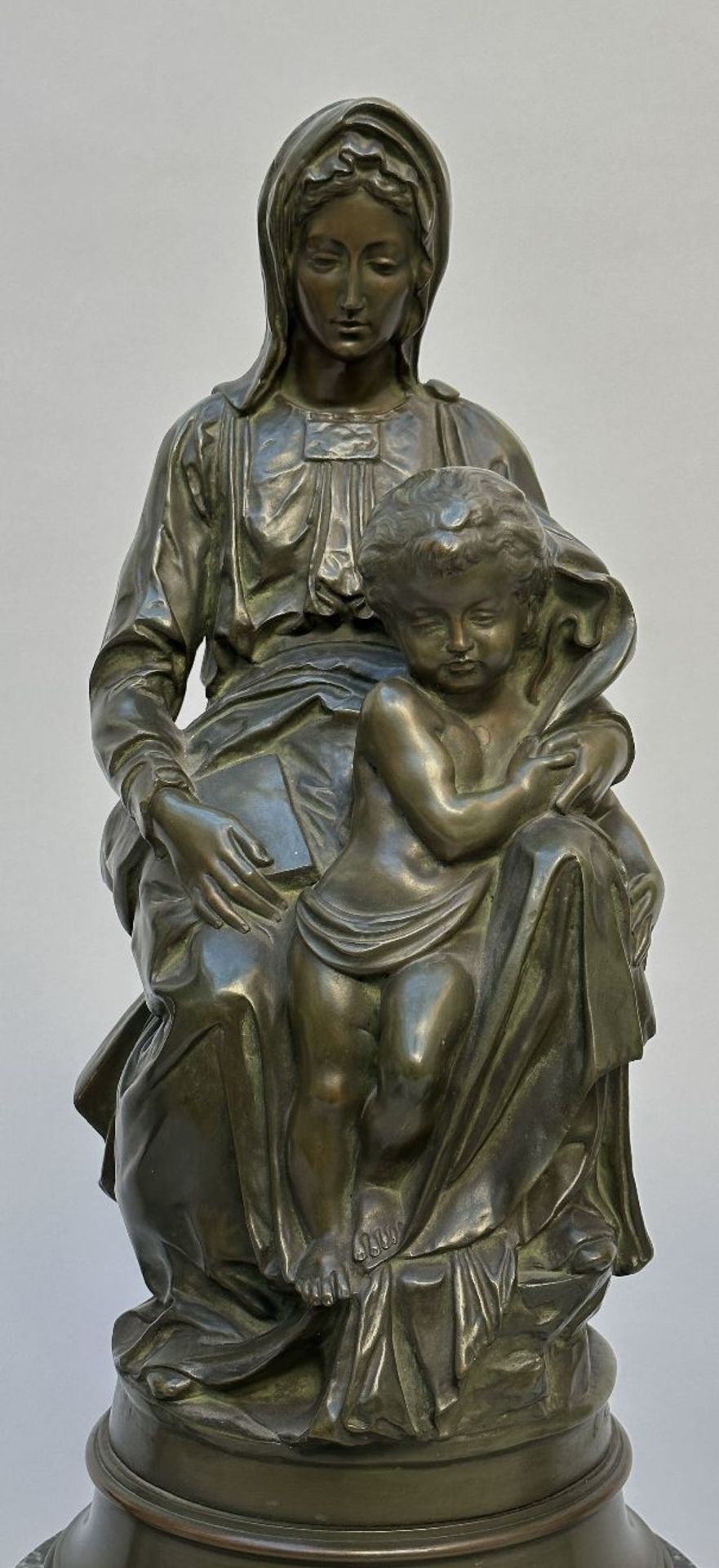Gustave Pickery: three-piece bronze set 'Madonna with child' - Image 3 of 6