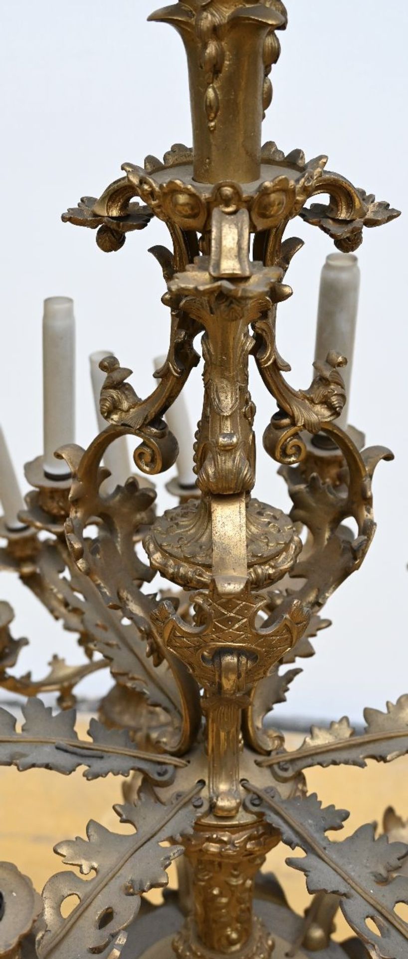 A large gilt bronze chandelier, 19th century - Image 3 of 5