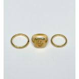 Lot: three gold rings