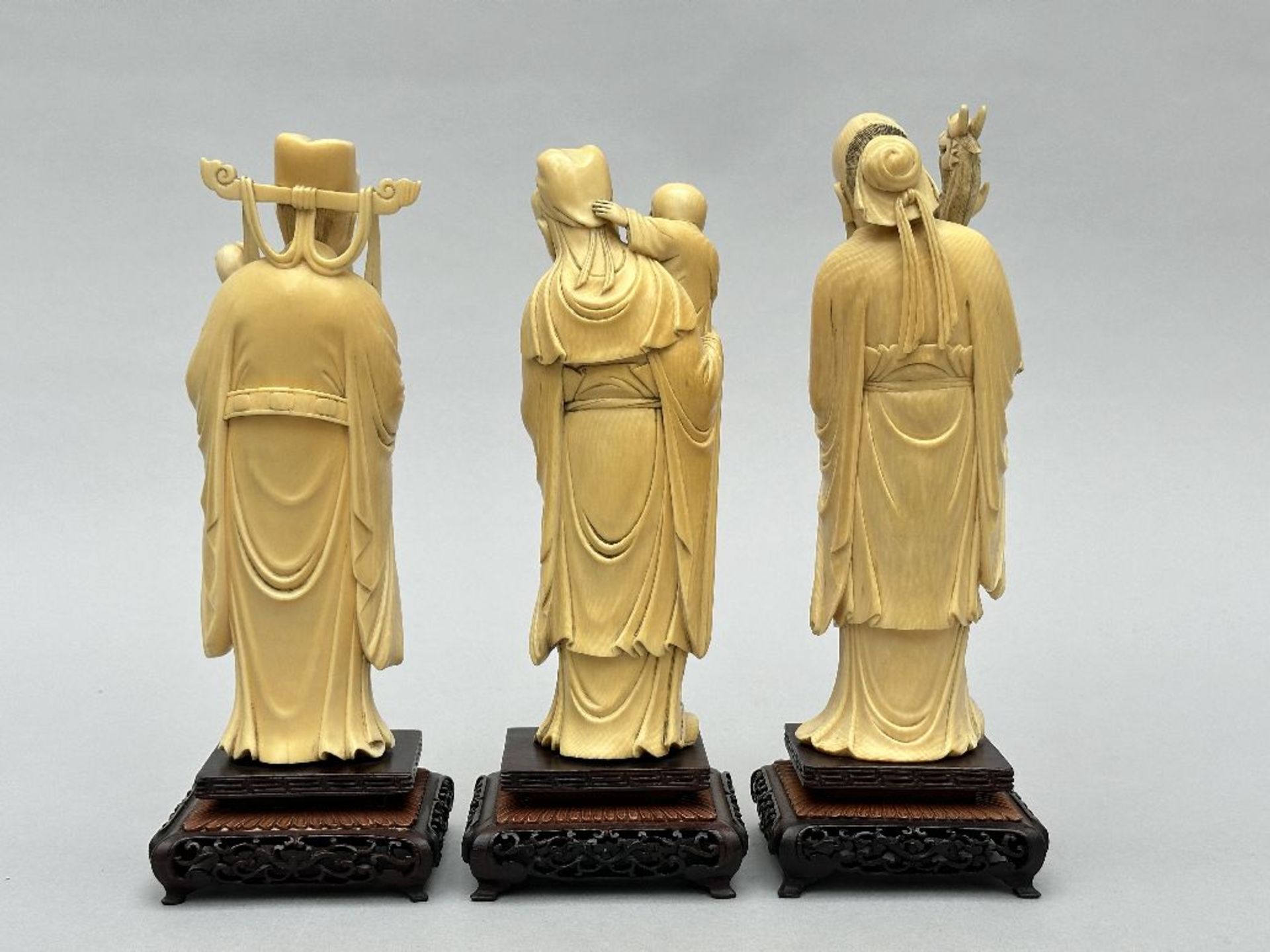 Three Chinese statues 'Fu Lu Shou', circa 1900 - Image 4 of 9