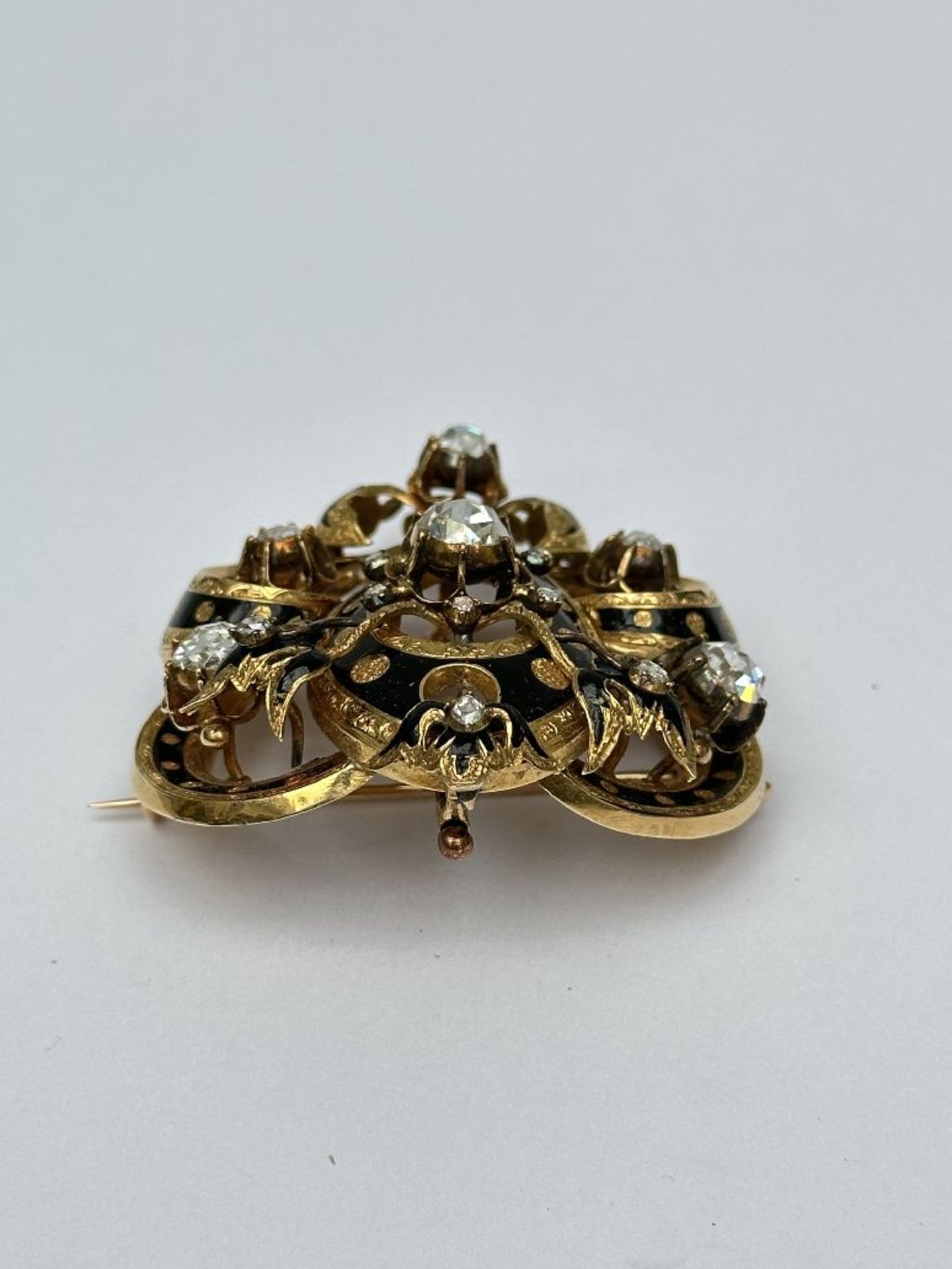 Louis-Philippe brooch set with diamonds and email, 19th century - Bild 8 aus 9