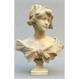 Galileo Pochini: sculpture in alabaster 'bust of a young girl'