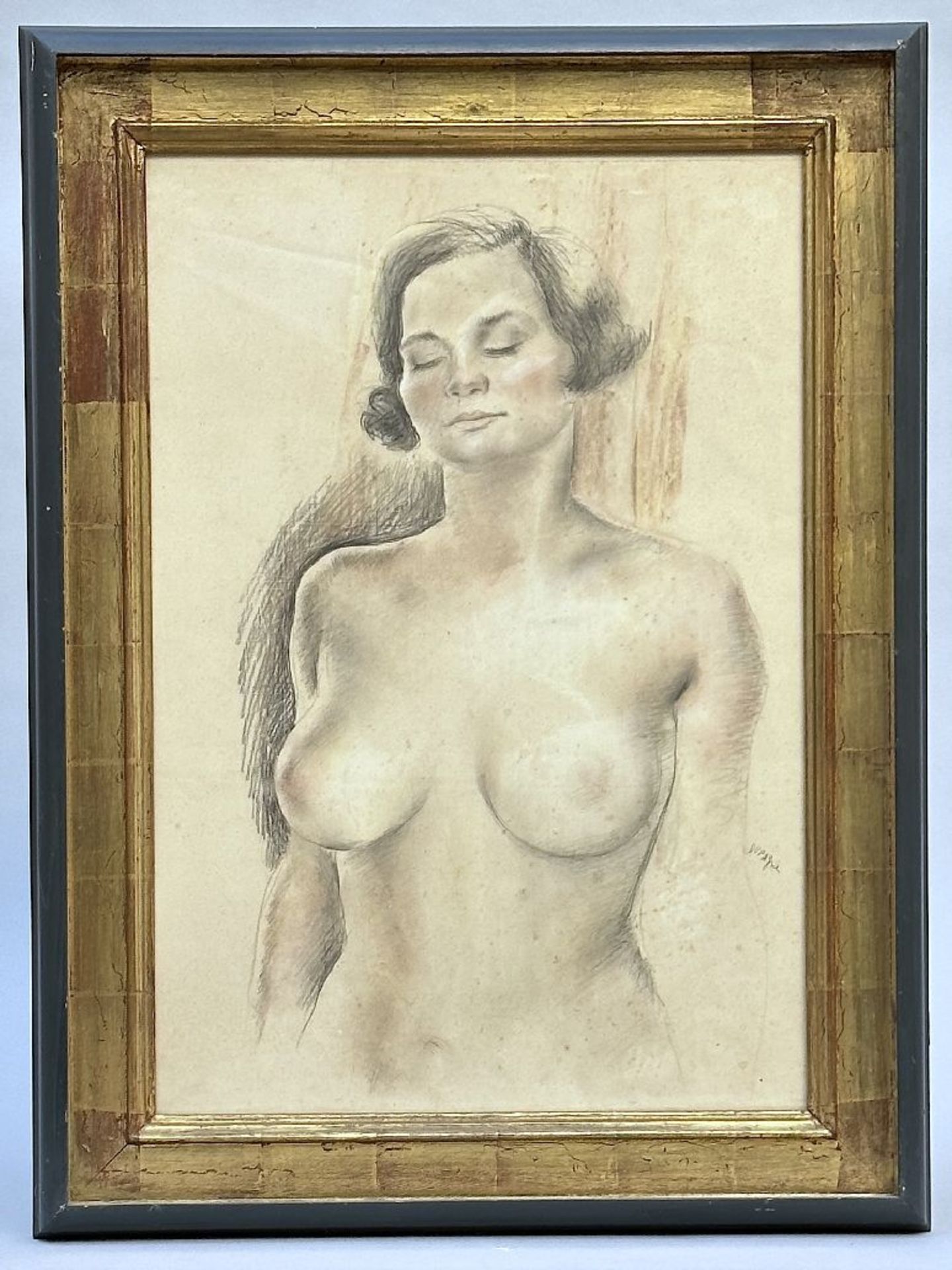 Adrien Dupagne: drawing, mixed media on paper 'naked woman' - Image 2 of 6