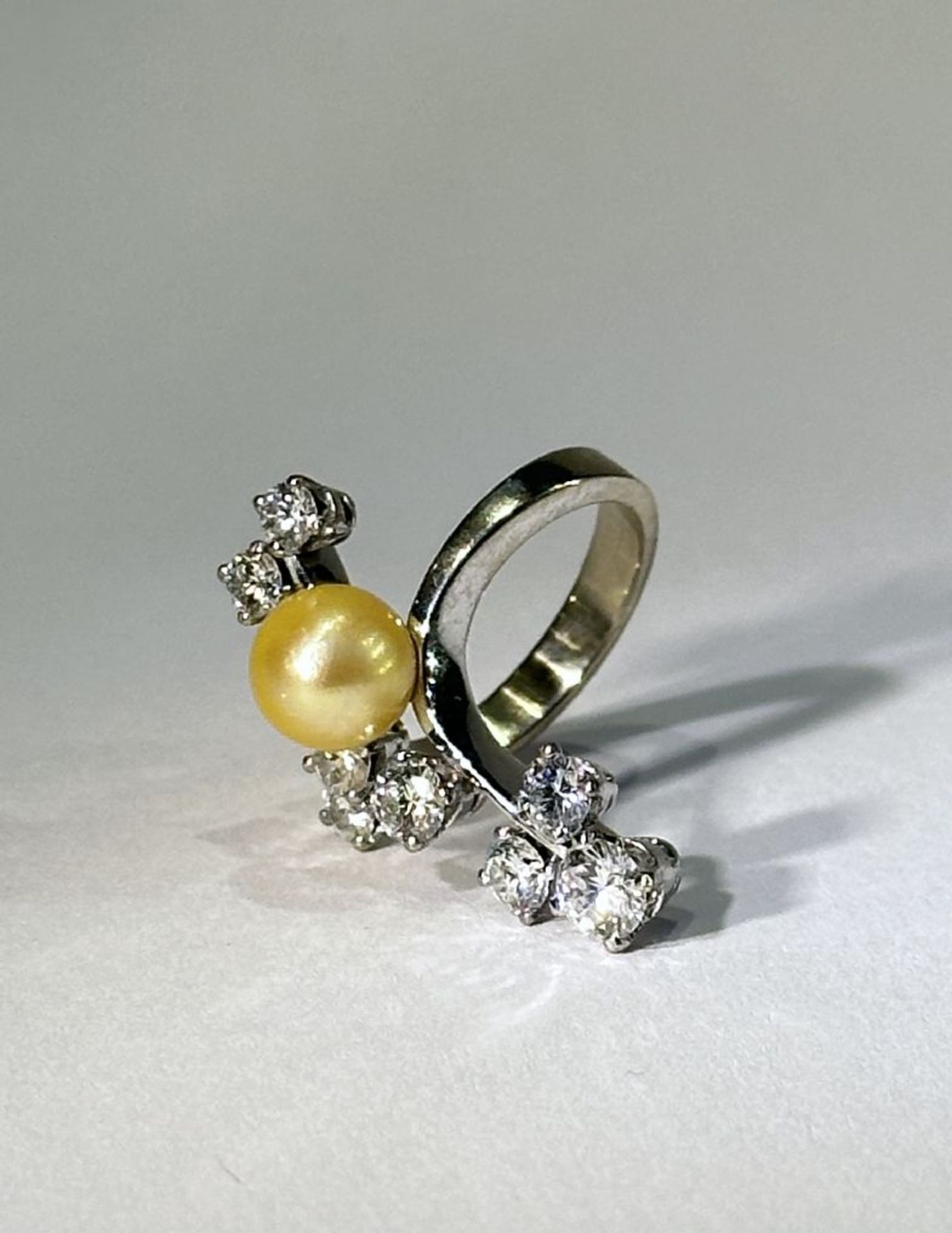 Ring with 8 brilliants and a pearl - Bild 5 aus 5