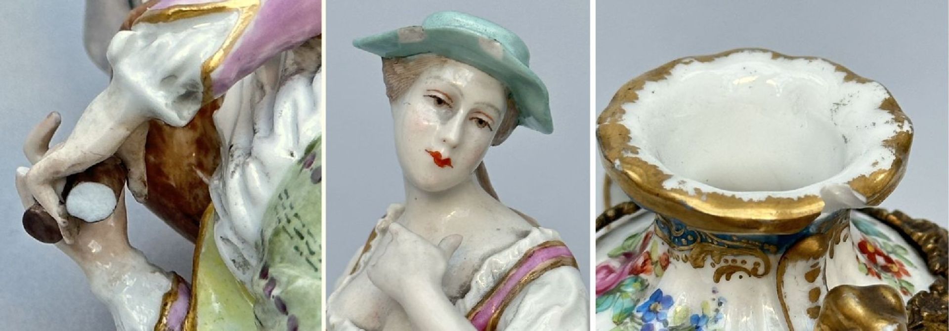 Collection of porcelain: a pair of Royal Vienna vases, two porcelain sculptures and a decorative vas - Image 7 of 7