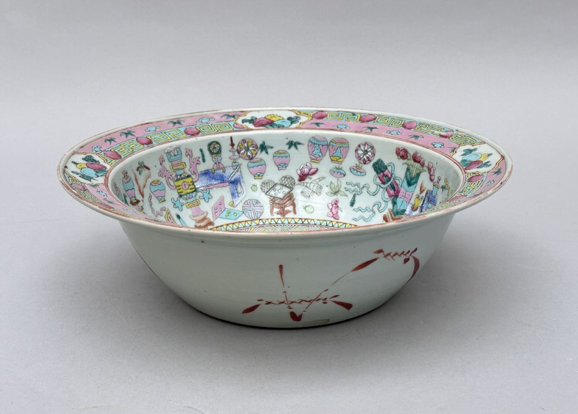 A Chinese famille rose porcelain basin ‘butterflies' - Image 3 of 5