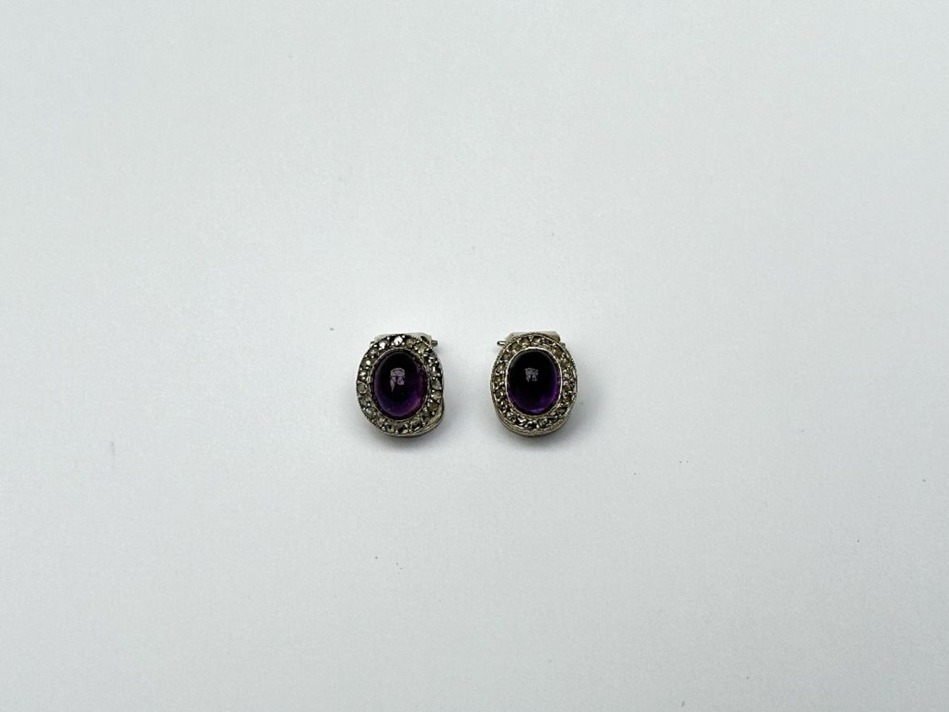 A pair of earrings (clips) with amethyst - Image 3 of 5