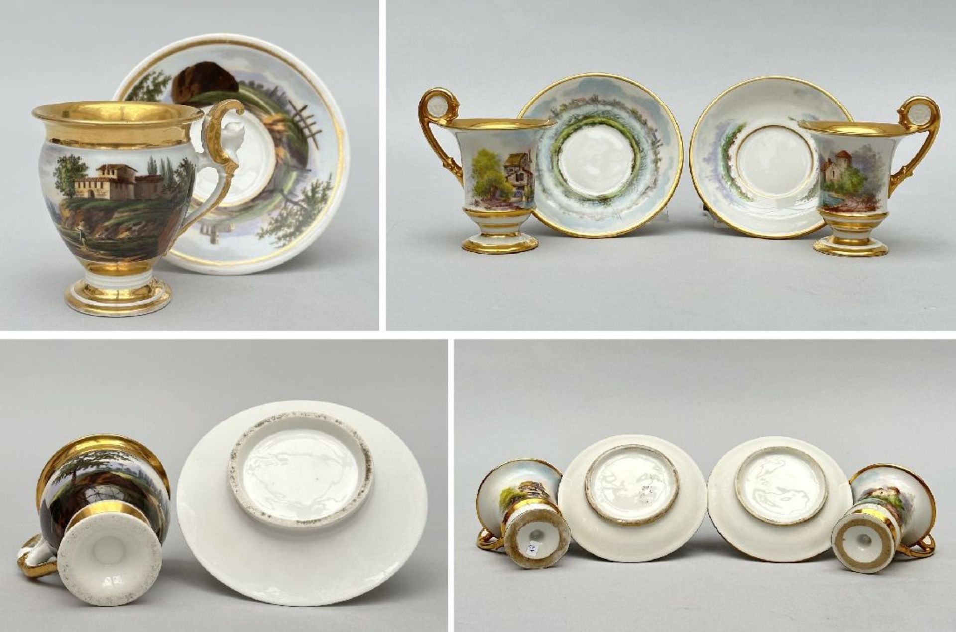 Lot: 6 porcelain plates 'characters', 3 porcelain cups and , France 19th century - Image 2 of 7