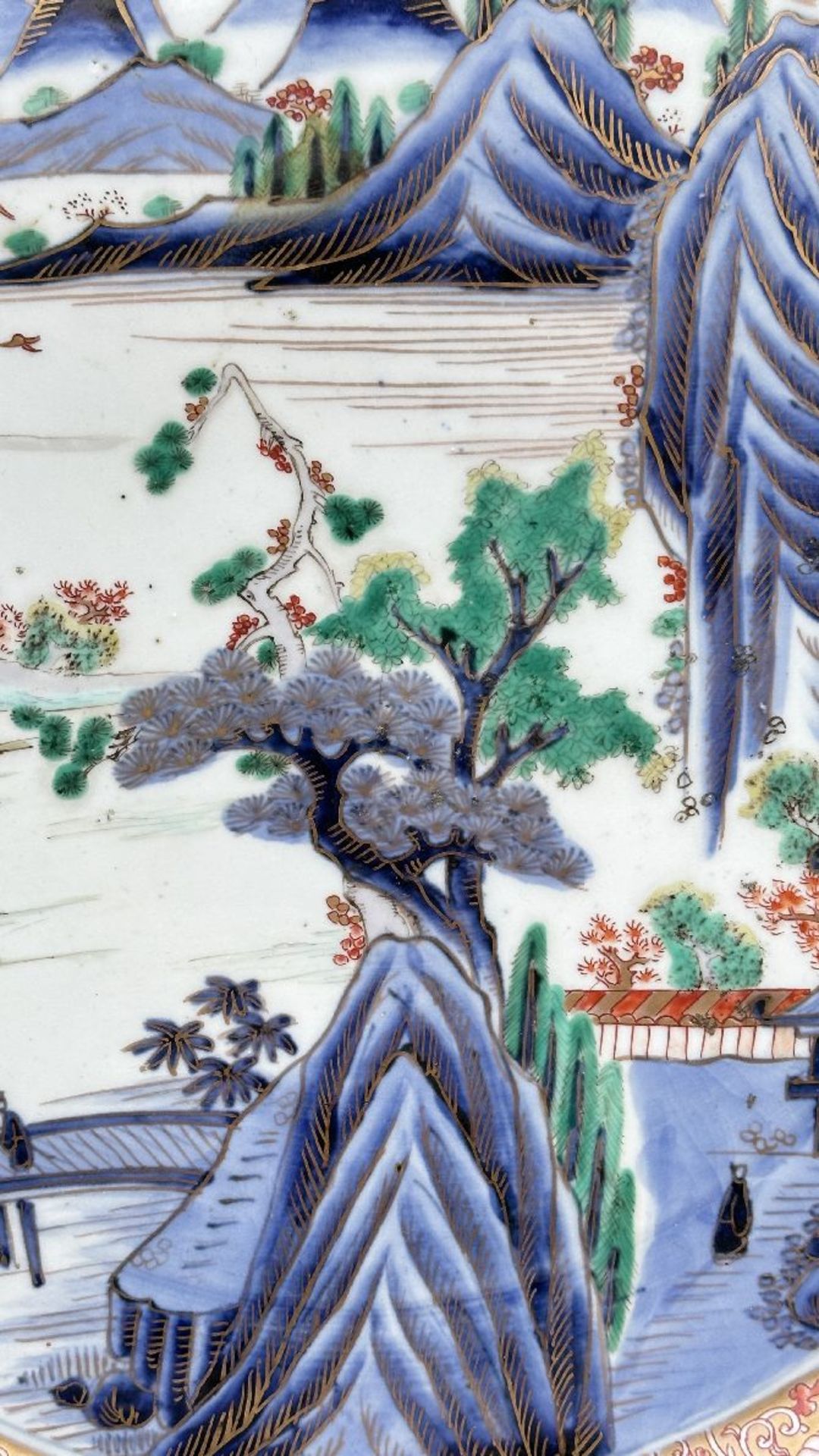 Large Japanese dish in Kutani porcelain 'landscape', 19th century - Image 3 of 4