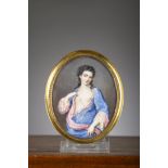 A fine miniature with inlaywork on the backside (Italian school) 'lady with bare breast'