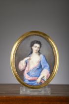 A fine miniature with inlaywork on the backside (Italian school) 'lady with bare breast'