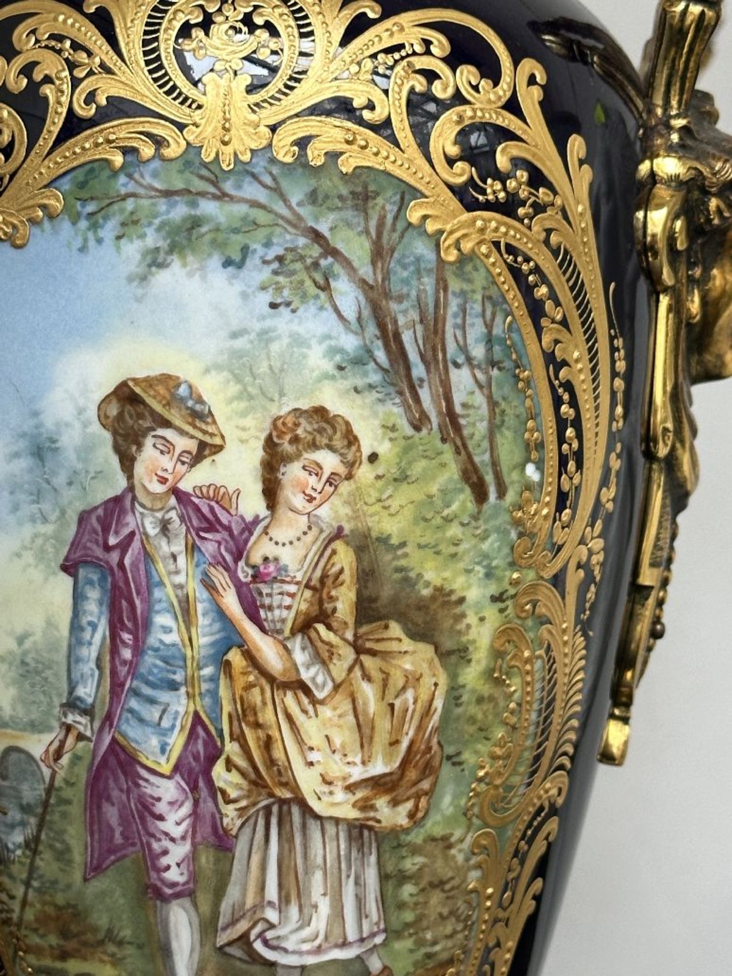 Pair of Sèvres style porcelain vases - Image 6 of 6