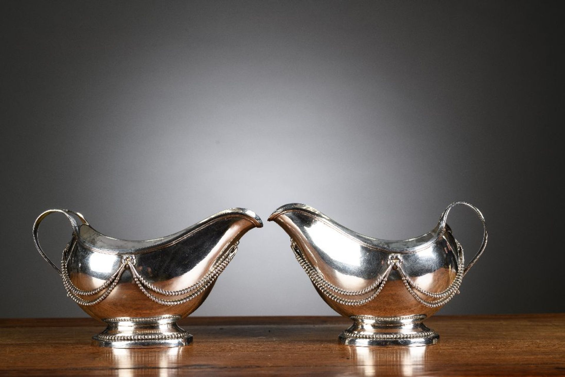 A pair of silver sauce boats by Nicolaes Vleeshouwers, Antwerp 1792